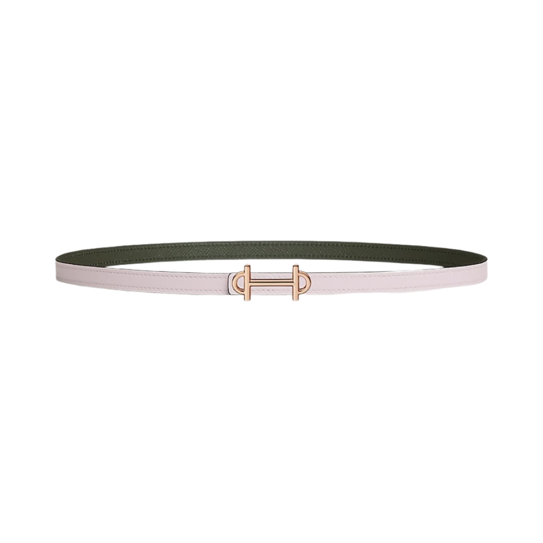 (W) 에르메스 감마 벨트 버클 & 리버서블 가죽 스트랩 13mm & 핑크 골드 모브 빨 베르 드 그리((W) Hermes Gamma Belt Buckle & Reversible Leather Strap 13mm & Pink Gold Mauve Pale Vert De Gris) - 1