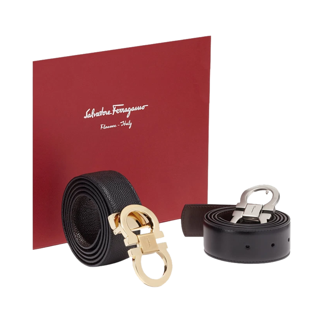 페라가모 어드저스터블 간치니 벨트 기프트 박스 블랙 초콜릿(Ferragamo Adjustable Gancini Belt Gift Box Black Chocolate) - 1