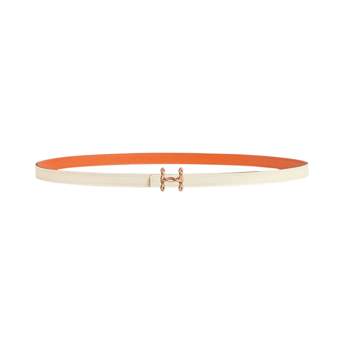 (W) 에르메스 H 토르사드 벨트 버클 & 리버서블 가죽 스트랩 13mm & 핑크 골드 나타 오랑쥬((W) Hermes H Torsade Belt Buckle & Reversible Leather Strap 13mm & Pink Gold Nata Orange) - 1