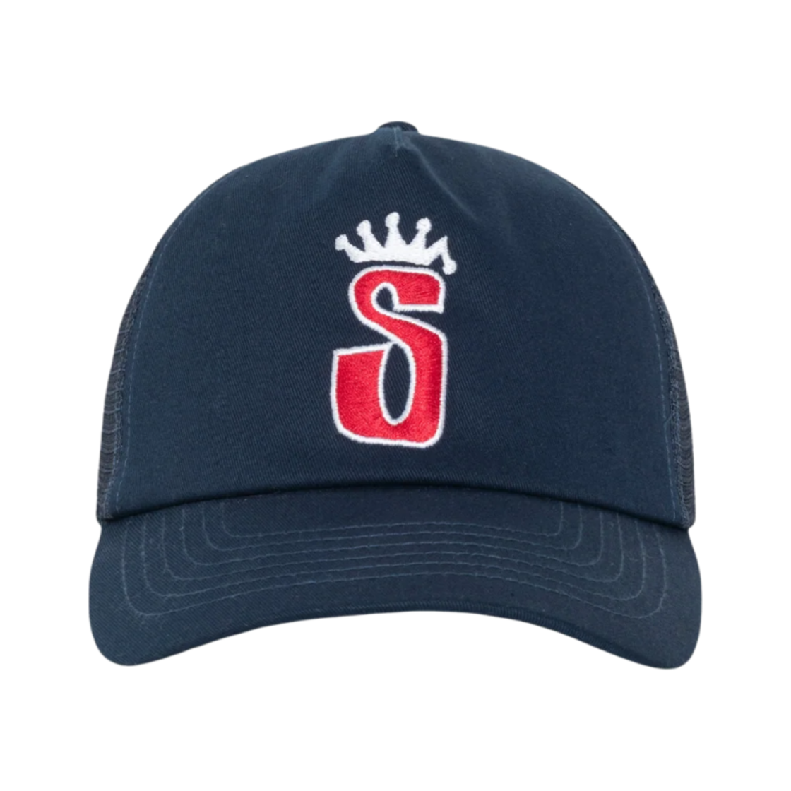 스투시 트러커 S 크라운 스냅백 네이비