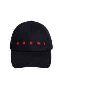 Marni Organic Gabardine Baseball Cap with Embroidered Logo Black