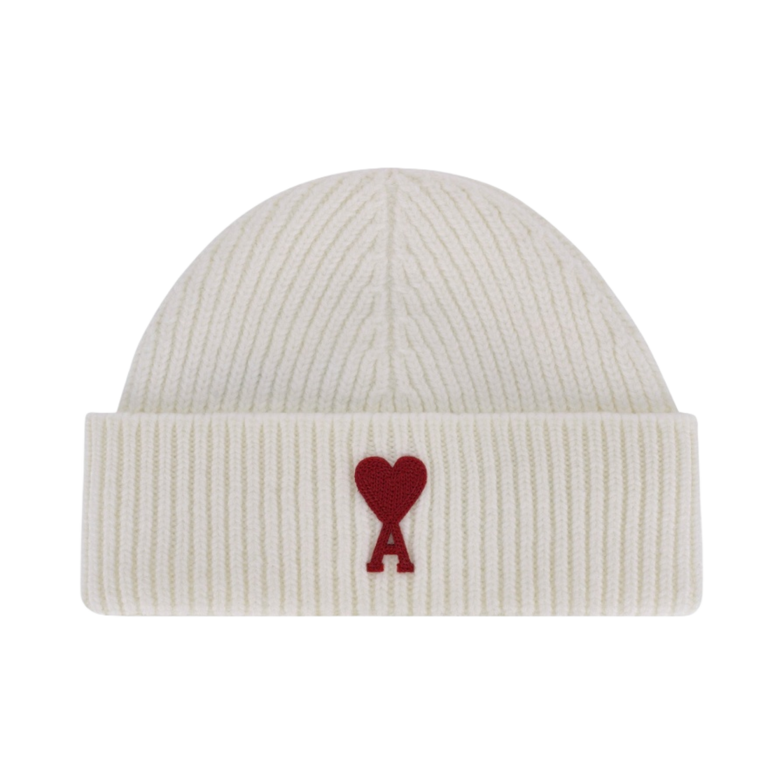 아미 스몰 하트 로고 비니 오프 화이트 레드(AMI de Coeur Beanie Off White Red)