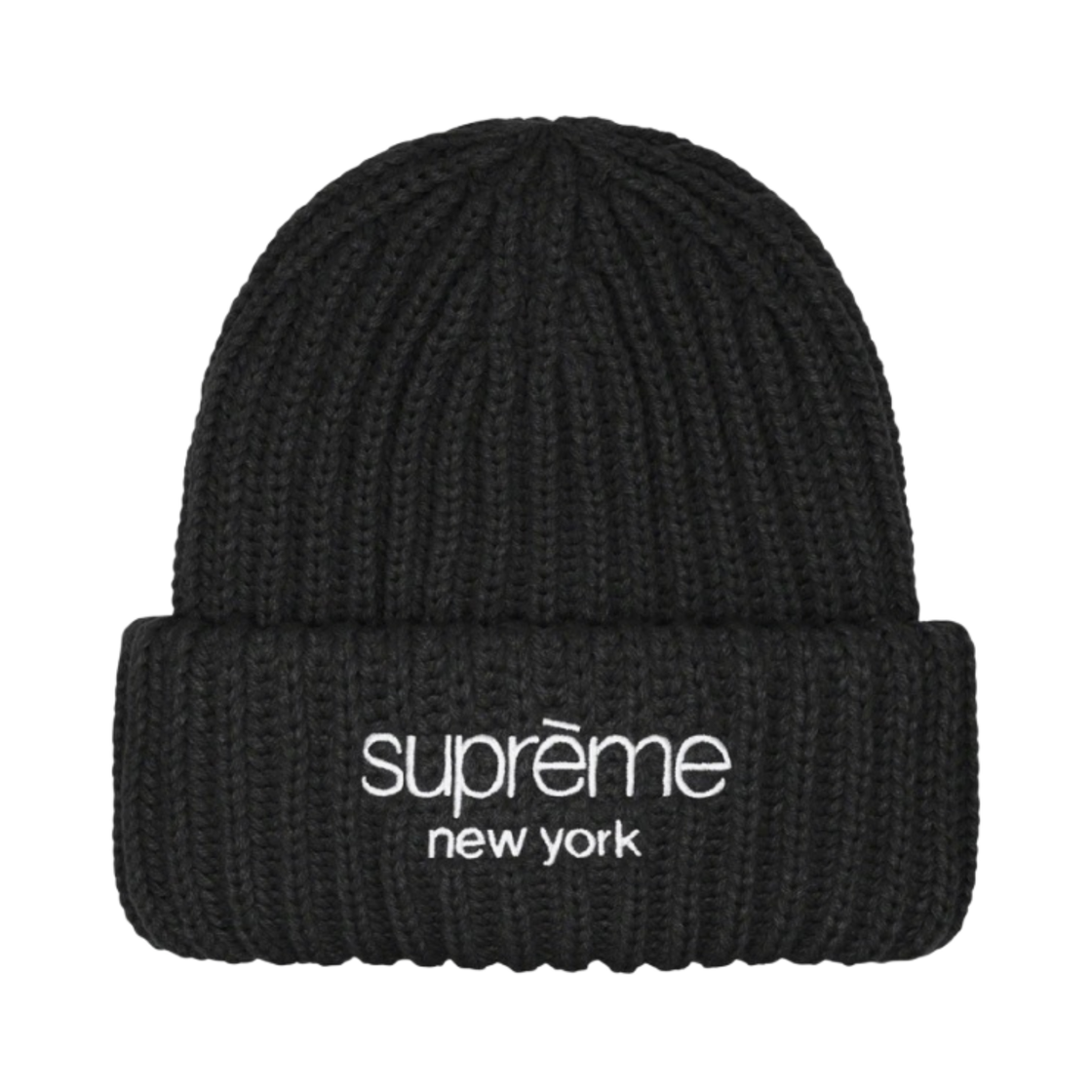 슈프림 클래식 로고 청키 립드 비니 블랙 - 23FW
