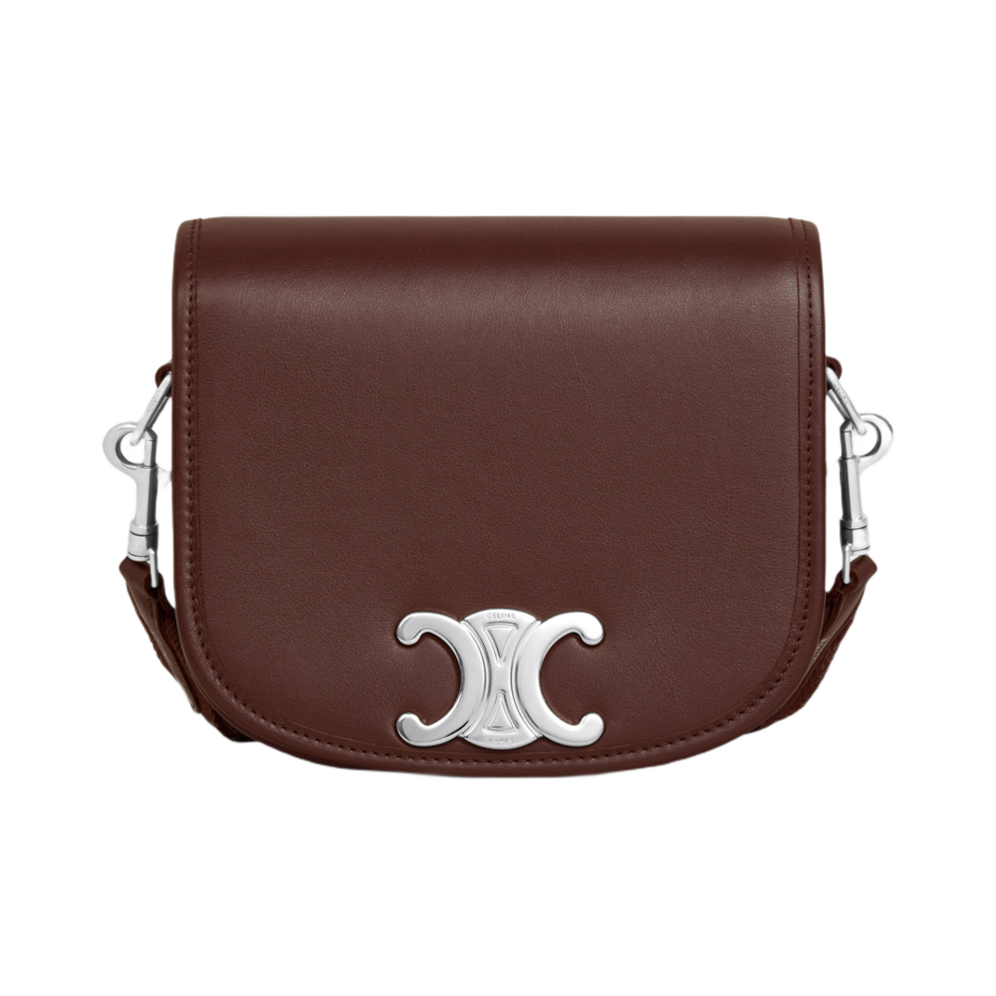 117883GAO-18CH Celine Small Besace Strap Triomphe in Supple Natural Calfskin Chestnut