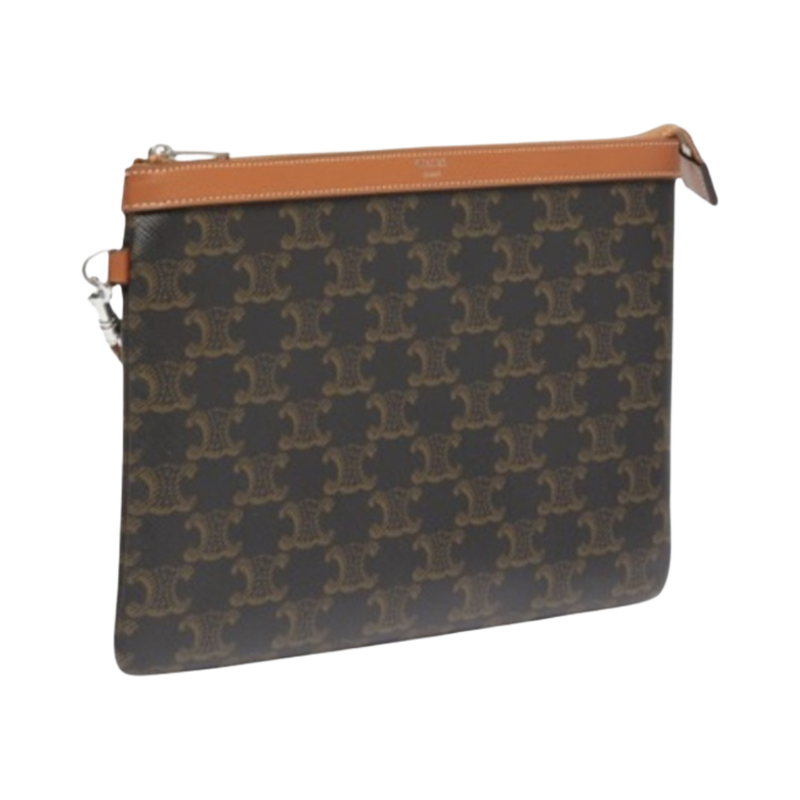 셀린느 트리옹프 캔버스 & 카프스킨 스트랩 스몰 파우치 탄(Celine Pouch with Strap in Triomphe Canvas and Calfskin Tan) - 2