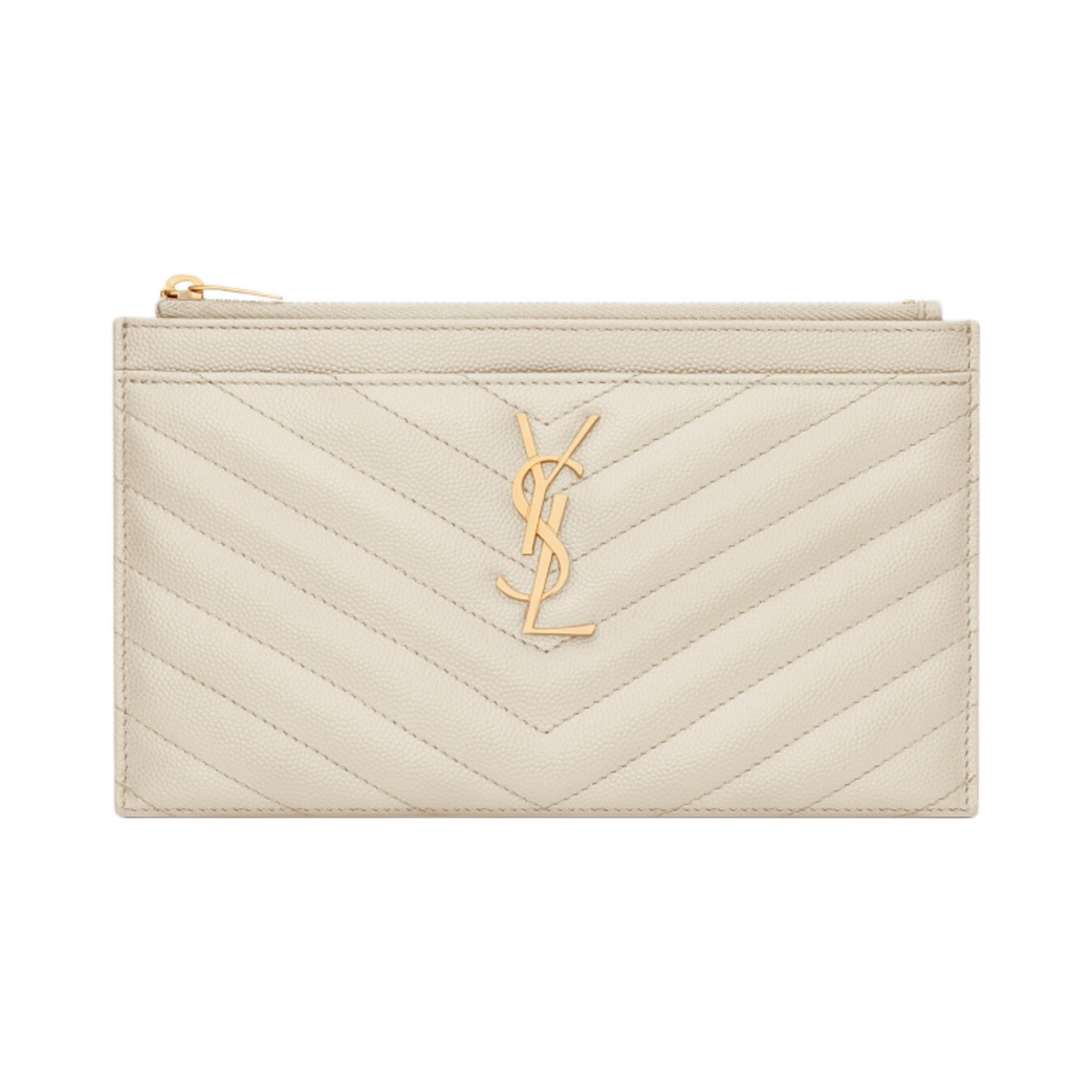 생로랑 카산드라 마틀라세 지퍼 파우치 그레인 드 뿌드르 엠보스 레더 블랑 빈티지(Saint Laurent Cassandre Matelasse Zipped Pouch In Grain De Poudre Embossed Leather Blanc Vintage) - 1