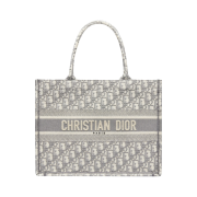Dior Medium Book Tote Grey Dior Oblique Embroidery