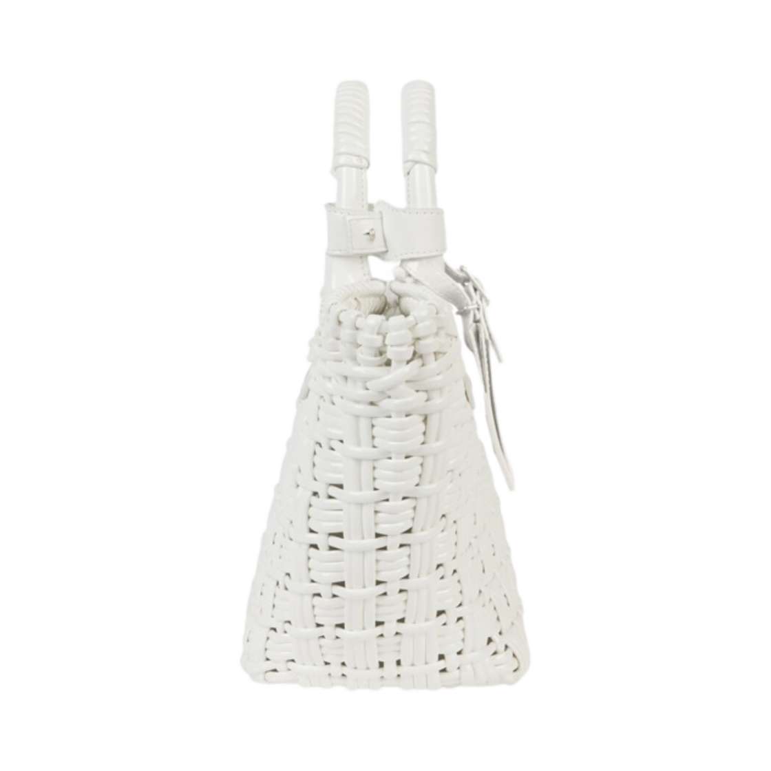 발렌시아가 바니시드 페이크 카프스킨 비스트로 XS 스트랩 베스킷 화이트(Balenciaga Varnished Fake Calfskin Bistro XS Strap Basket White) - 2