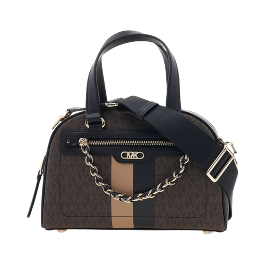 30F3G6WS1B049 Michael Kors Williamsburg Small Canvas Satchel Black Camel