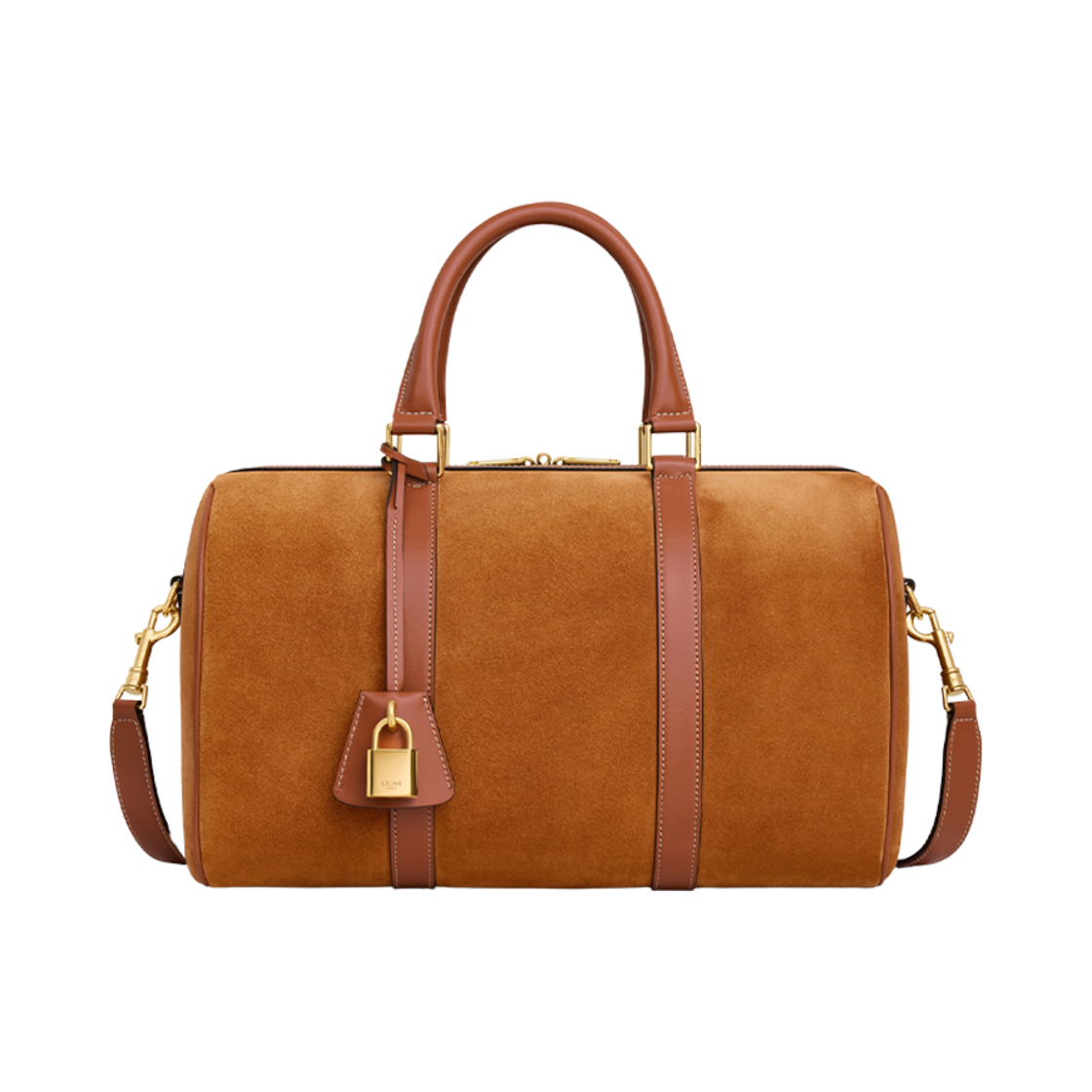 119573GGW-18TB Celine Boston in Suede Calfskin Tobacco