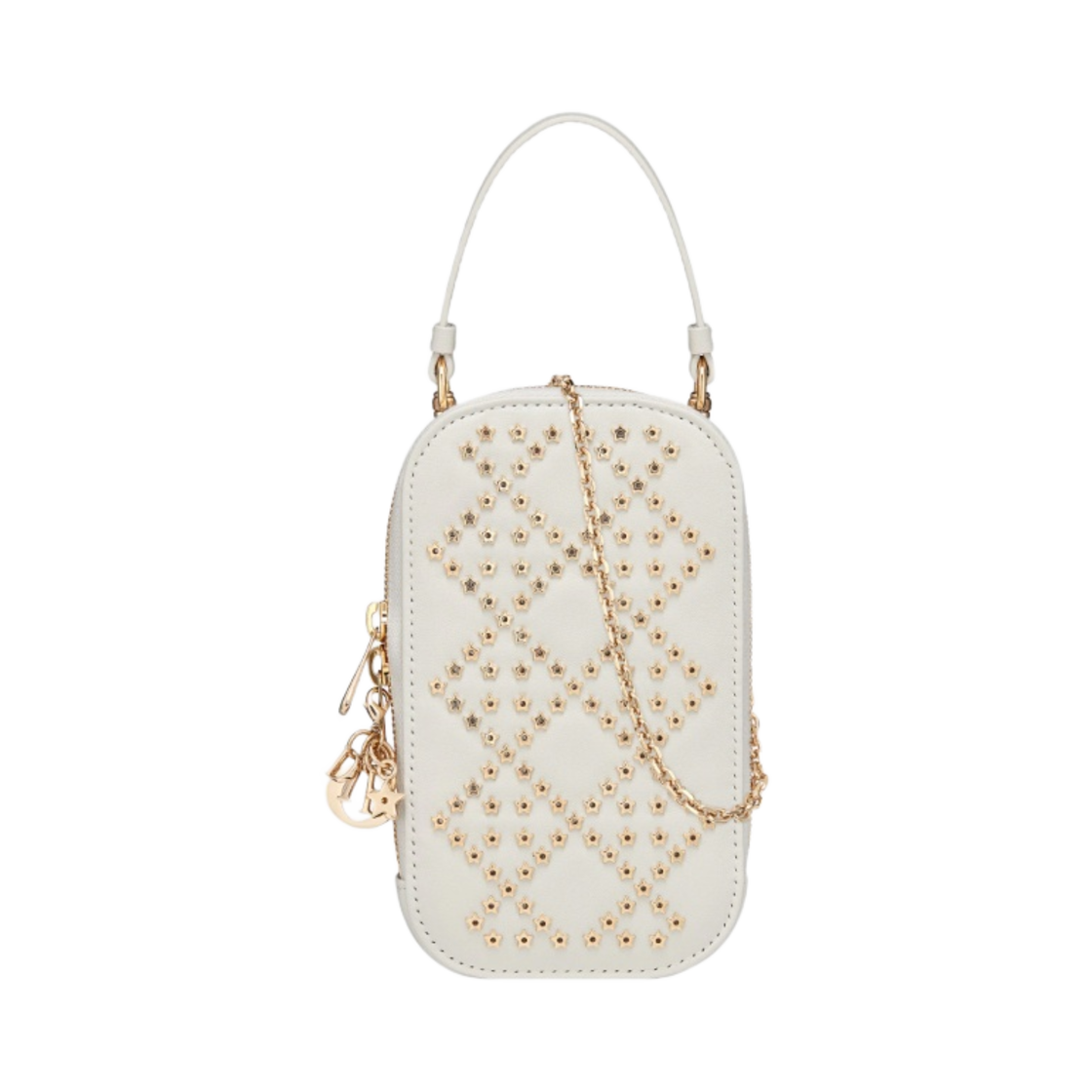 S0872ONHB-M030 Dior Lady Phone Holder Cannage Lambskin with Star Motif Latte - 대표 이미지 #1