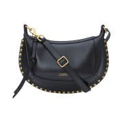 Isabel Marant Oskan Moon Studded Leather Shoulder Bag Black - 23SS
