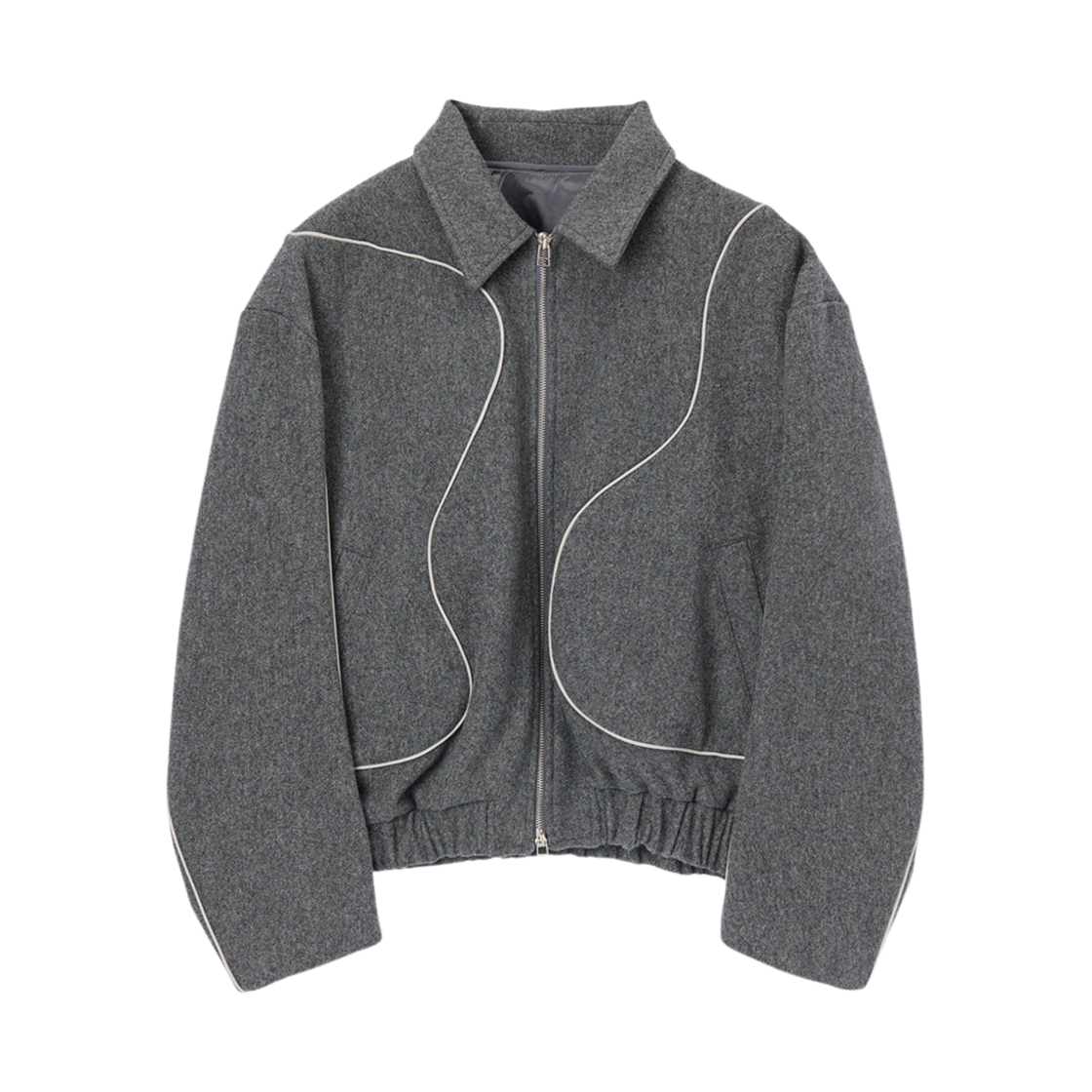 타이핑 미스테이크 볼루미너스 파이핑 블루종 멜란지 그레이(Typing Mistake Volumninous Piping Blouson Melange Grey)