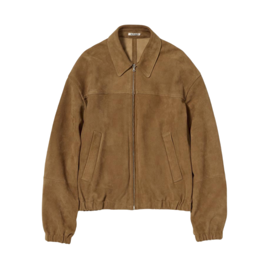 Auralee Lamb Suede Zip Blouson Camel
