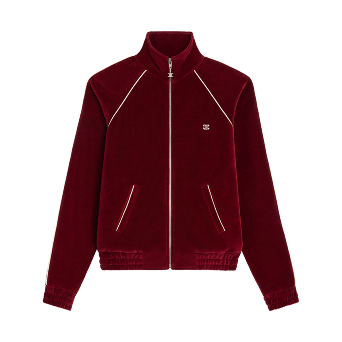 셀린느 트리옹프 벨벳 저지 트랙수트 자켓 보르도 차이나 에크루(Celine Triomphe Velvet Jersey Tracksuit Jacket Bordeaux China Ecru) - 1