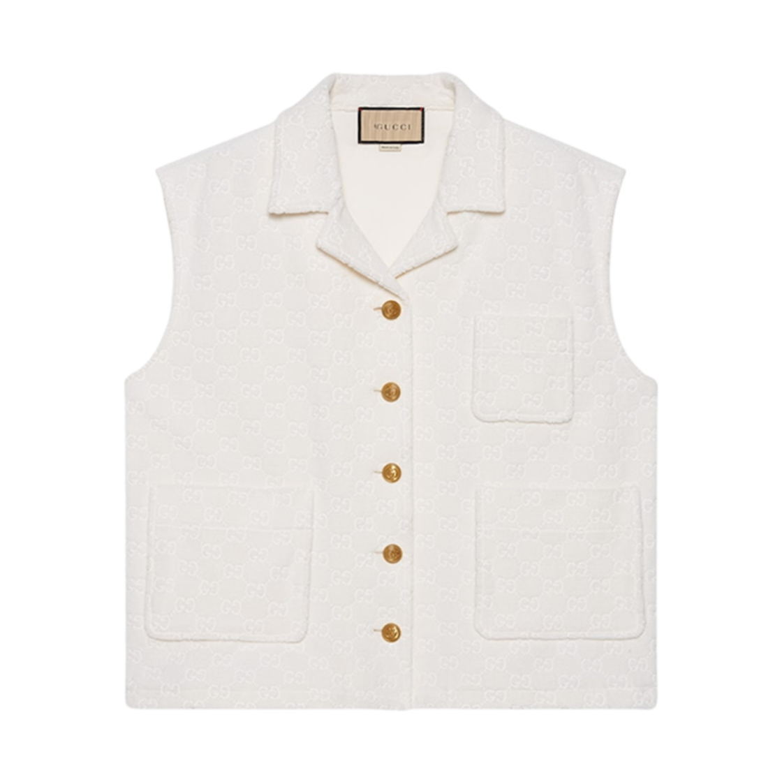 (W) 구찌 GG 코튼 저지 질레 아이보리((W) Gucci GG Cotton Jersey Gilet Ivory)