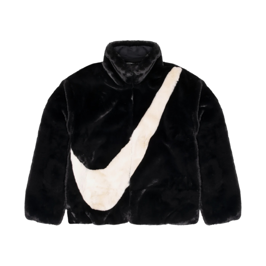 (W) 나이키 NSW 포우 퍼 자켓 블랙 - 아시아((W) Nike NSW Faux Fur Jacket Black - Asia)