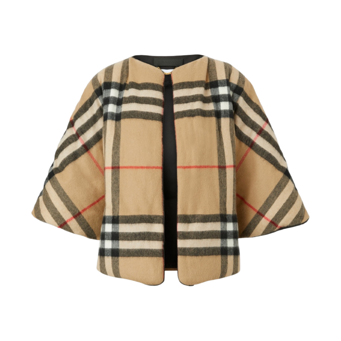 8060622 (W) Burberry Check Cashmere Wool Cape Archive Beige