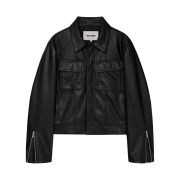 Haleine Trucker Faux Leather Jacket Black (WJ104)