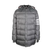 Thom Browne Matte Nylon 4-Bar Down Coat Medium Grey