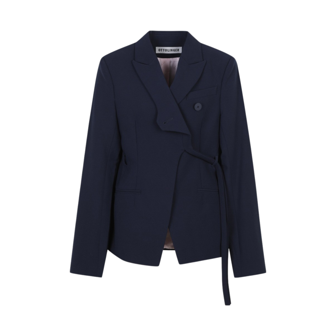 오토링거 우먼 우븐 피티드 블레이저 위드 스트랩 네이비(Ottolinger Women Woven Fitted Blazer With Strap Navy)