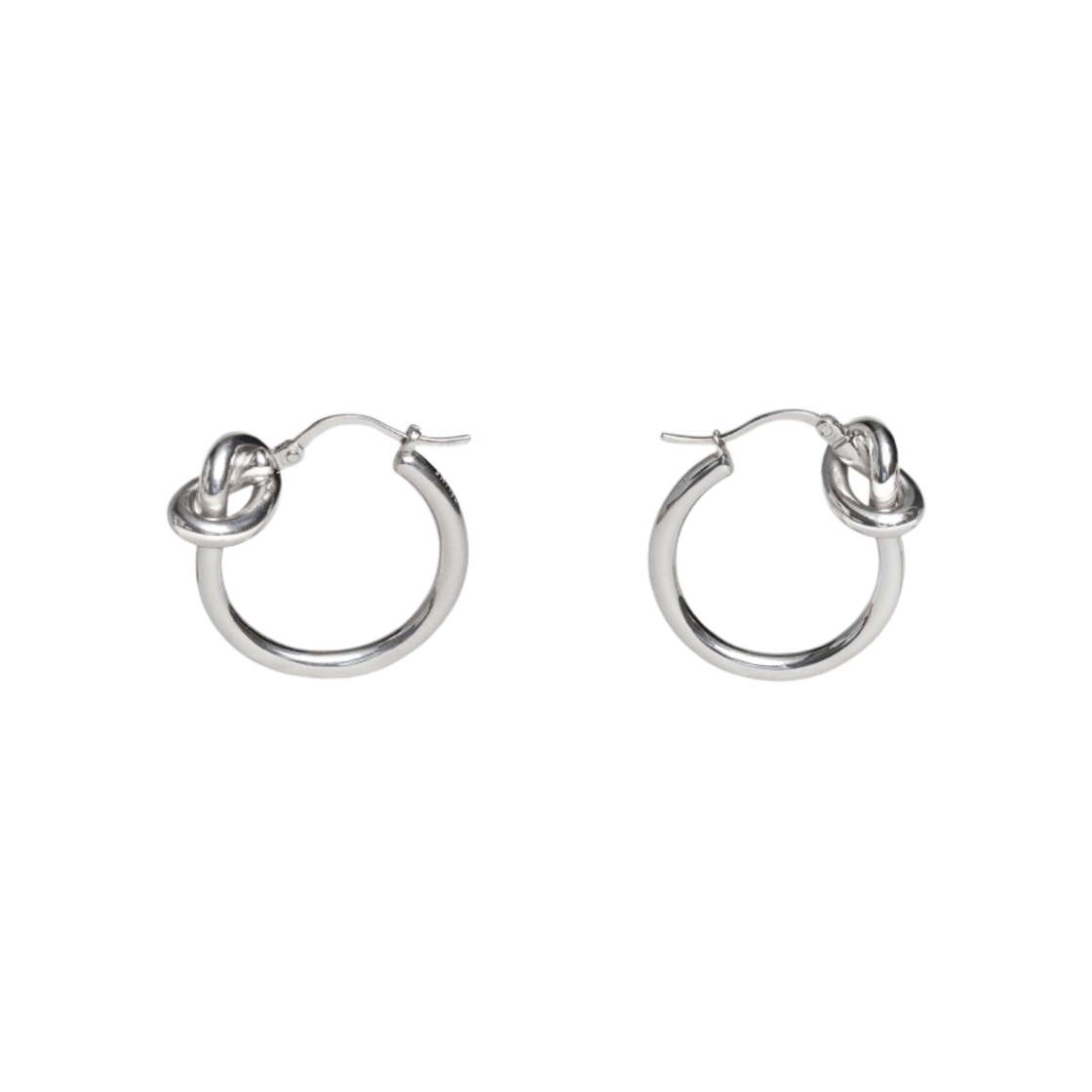 46N556BRA-36SI (W) Celine Knot Small Hoops in Brass with Rhodium Finish Silver