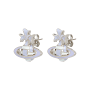 (W) Vivienne Westwood Ribon Bas Relief Earrings Silver