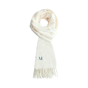 MUCENT Signature Muffler White Leather Patch Long Ivory