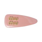 (W) Miu Miu Patent Leather Hair Clip Camelia