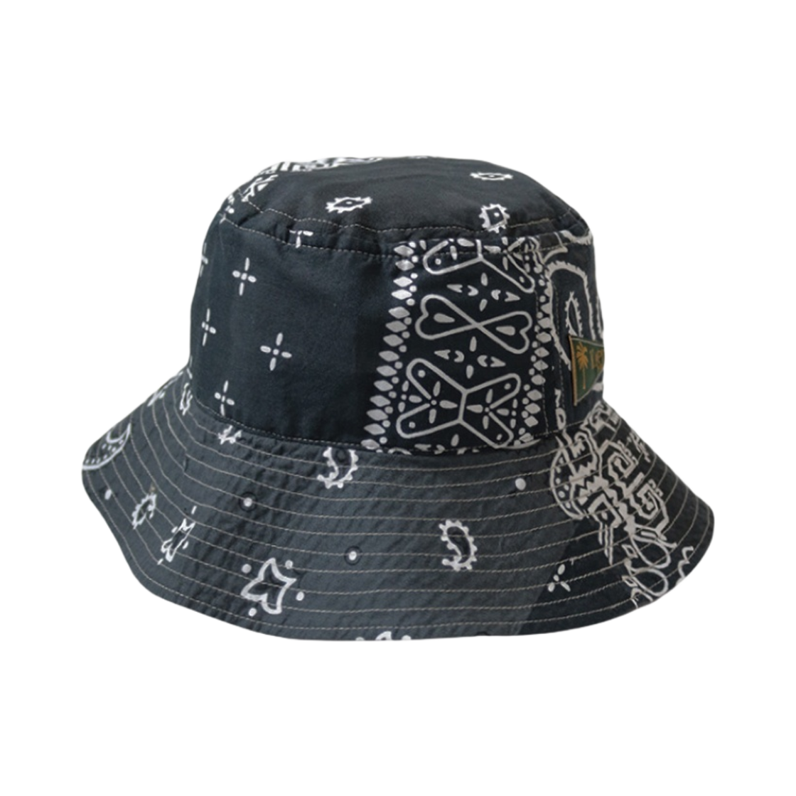 캐피탈 반다나 패치워크 롱 칼라 버킷햇 라이트 블랙(Kapital Bandana Patchwork Long Collar Bucket Hat Black) - 1