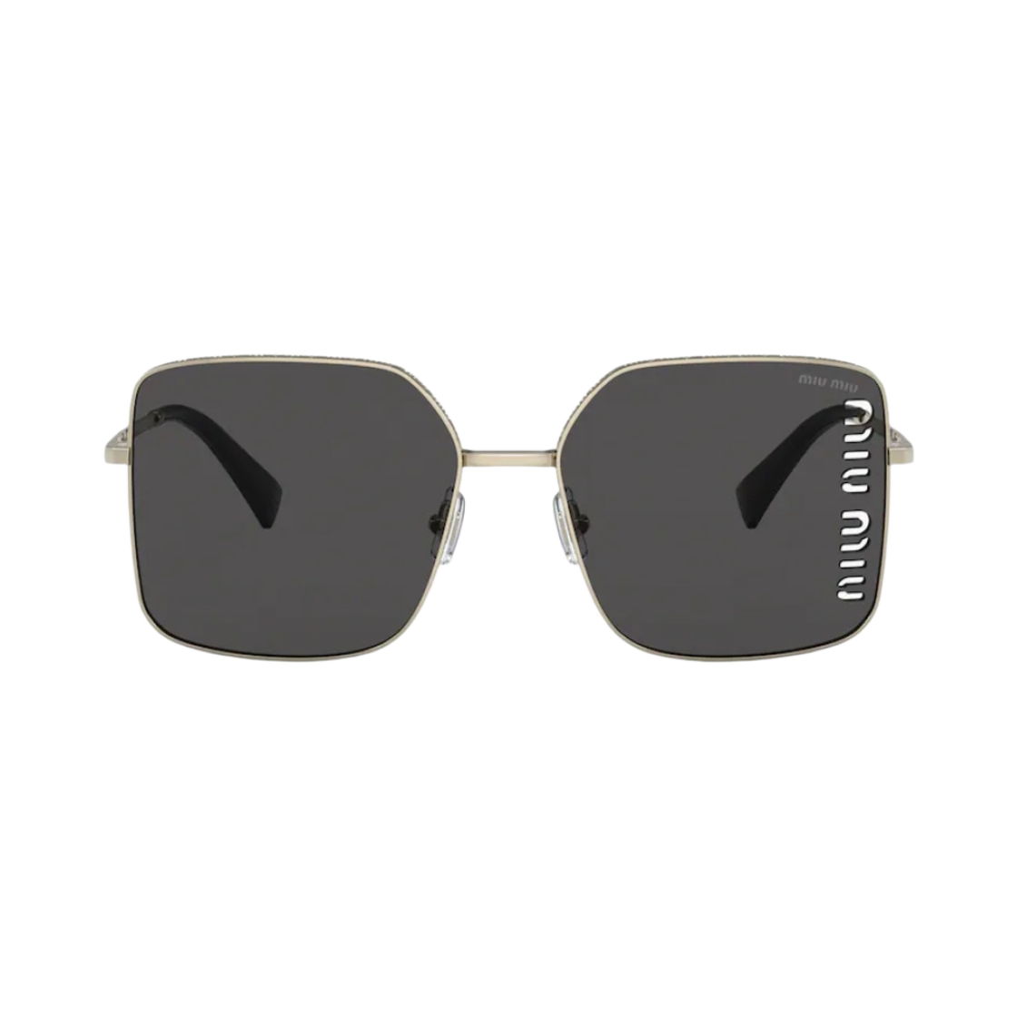 (W) 미우 미우 아이웨어 컬렉션 선글라스 슬레이트 그레이 렌즈 페일 골드 메탈((W) Miu Miu Eyewear Collection Sunglasses Slate Grey Lenses Pale Gold Metal) - 1