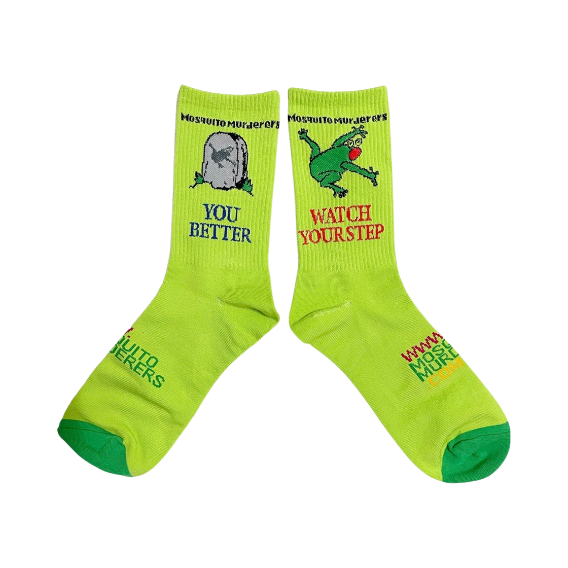 5628475 Mosquito Murderers You Better Watch Your Step Socks Green