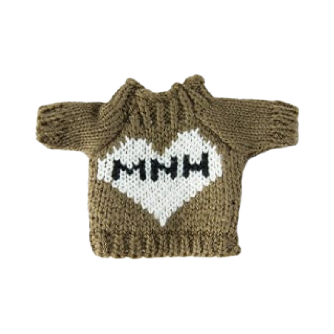 - Monamhee Heart Knit Doll Keyring Outfit Brown