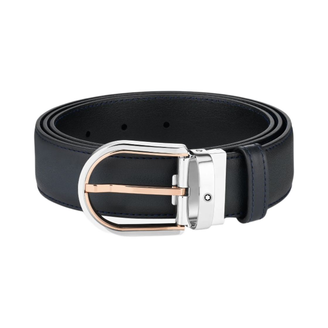 몽블랑 홀스슈 버클 35mm 레더 벨트 블루(Montblanc Horseshoe Buckle 35mm Leather Belt Blue) - 1