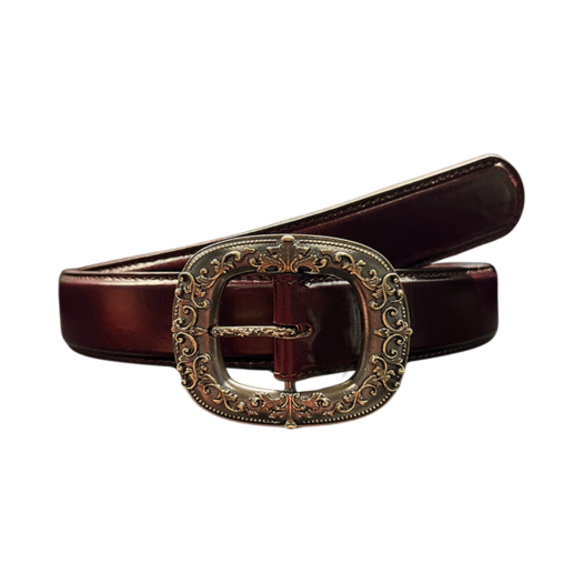 25SSUMCPBBD Undermycar 25SS A Palace Entwined With Grapevines Buckle Plain Leather Belt Burgundy