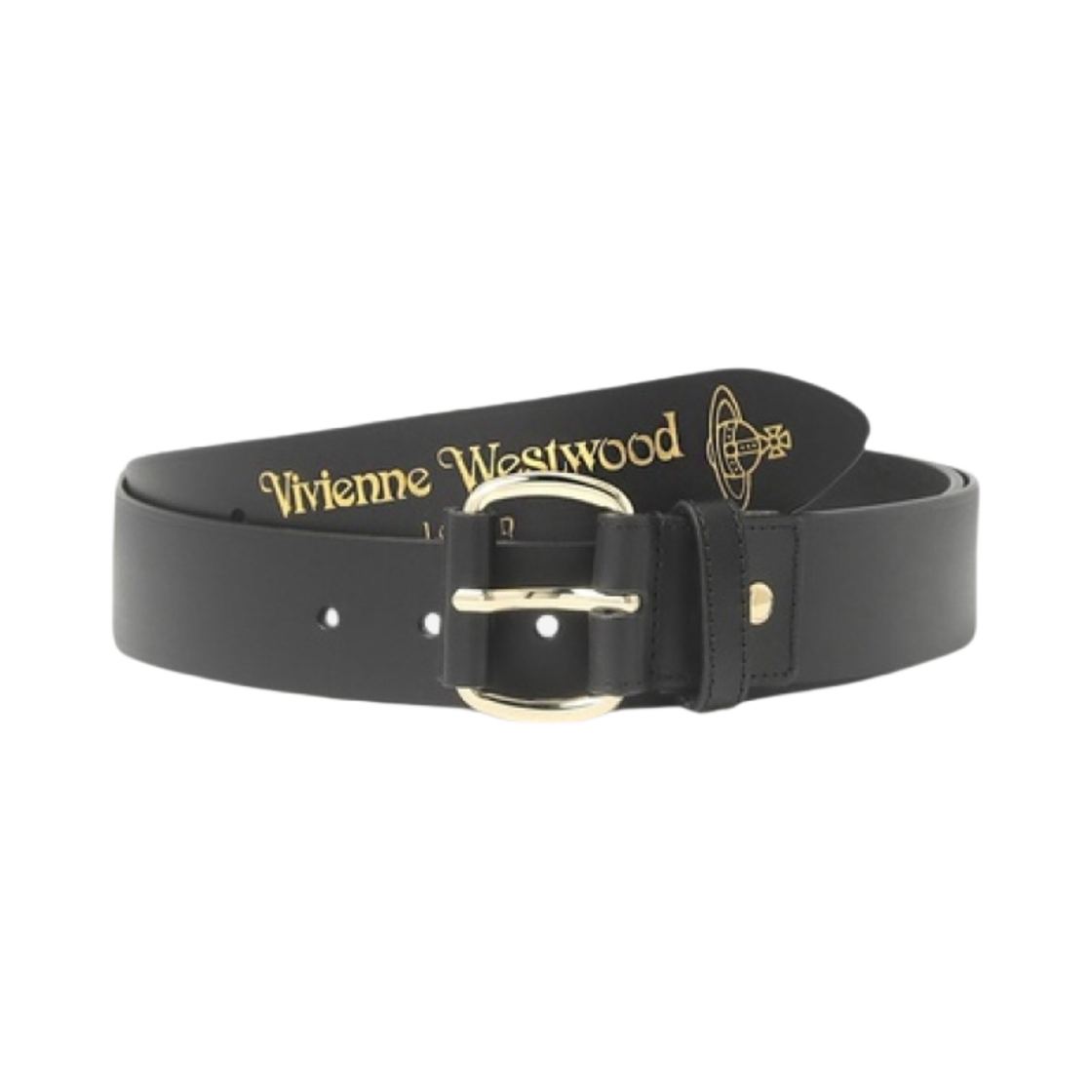 비비안 웨스트우드 벨트 롤러 버클 벨트 블랙 골드(Vivienne Westwood Belts Roller Buckle Belt Black Gold)