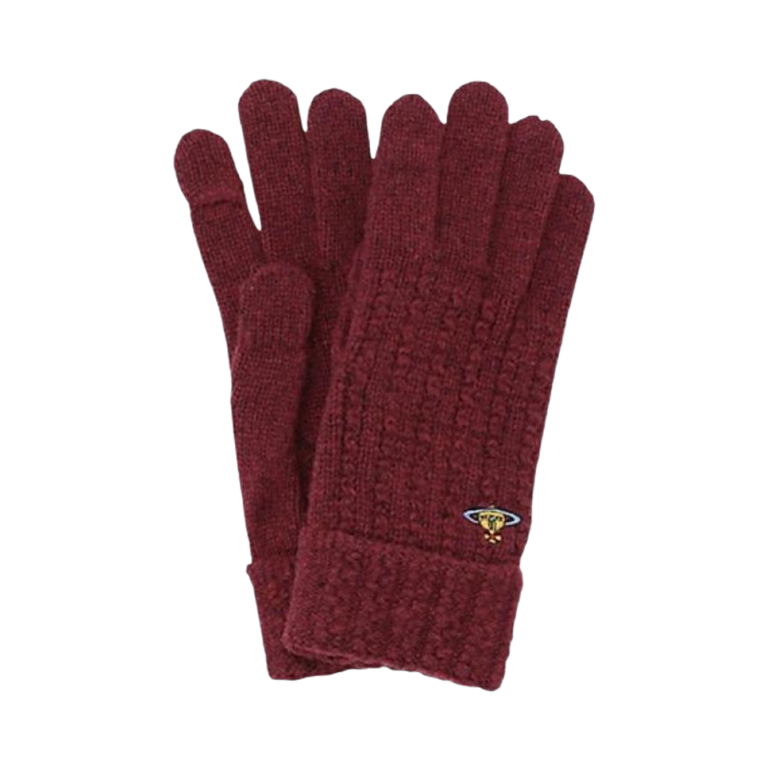 3121VW233 (W) Vivienne Westwood Orb Logo Embroidery Cashmere Wool Gloves Wine Red