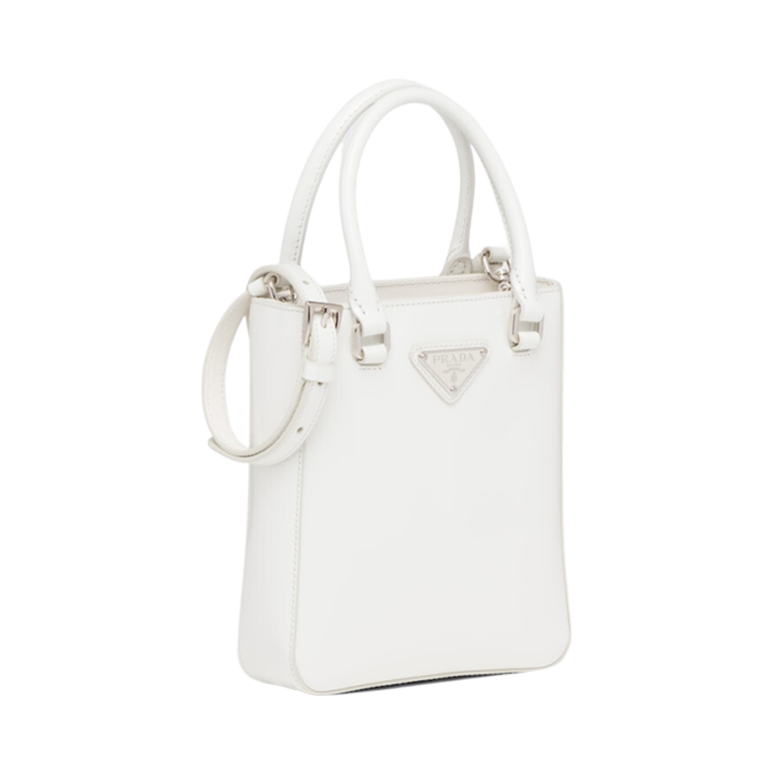 프라다 스몰 브러쉬드 레더 토트 화이트(Prada Small Brushed Leather Tote White) - 2