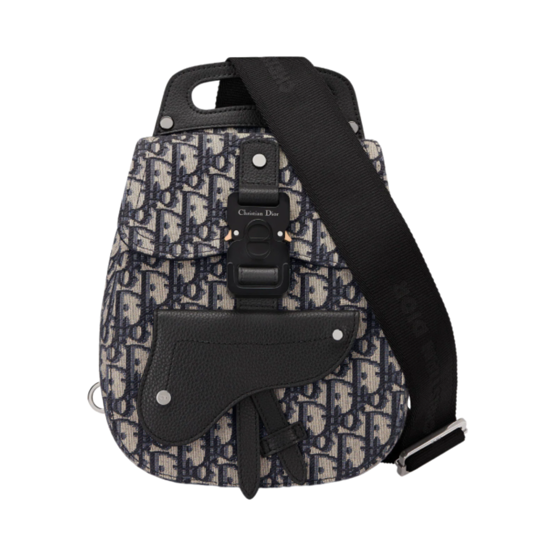 디올 미니 갤럽 슬링백 블랙 그레인드 카프스킨 베이지 & 블랙 디올 오블리크 자카드(Dior Mini Gallop Sling Bag Black Grained Calfskin Beige & Black Dior Oblique Jacquard) - 1