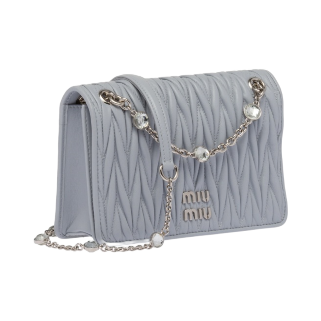 미우 미우 마테라쎄 나파 가죽 미니백 콘플라워 블루(Miu Miu Matelasse Nappa Leather Mini Bag Cornflower Blue) - 2