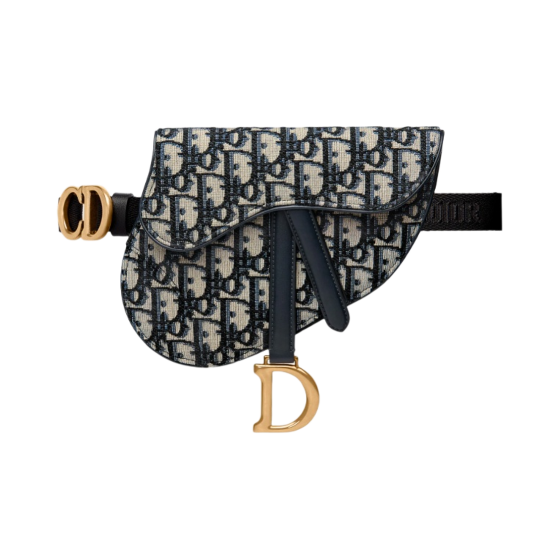 디올 새들 벨트 파우치 블루 디올 오블리크 자카드