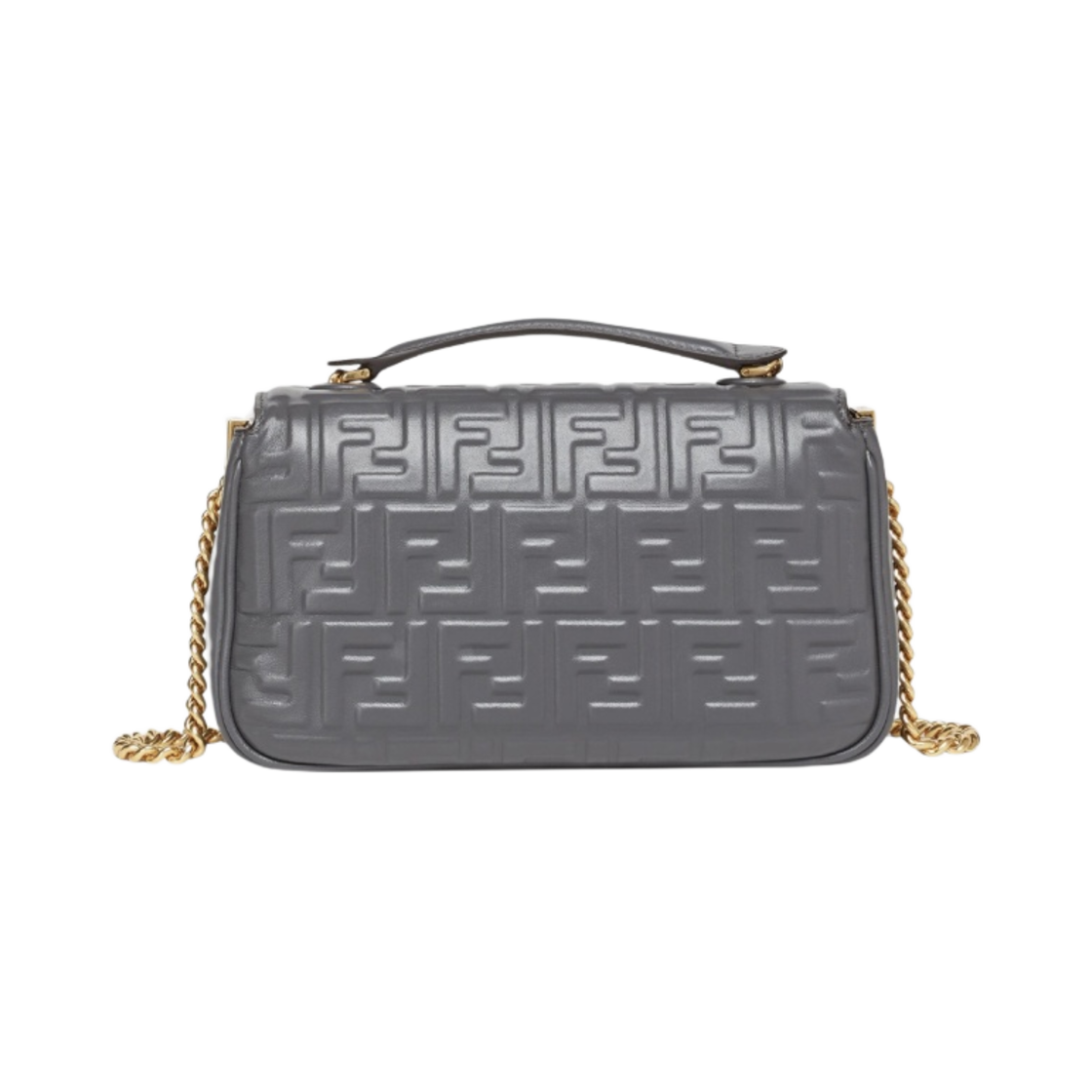 8BR793AH9CF1IV7 Fendi Baguette Chain Midi Leather Bag Dark Gray - #3