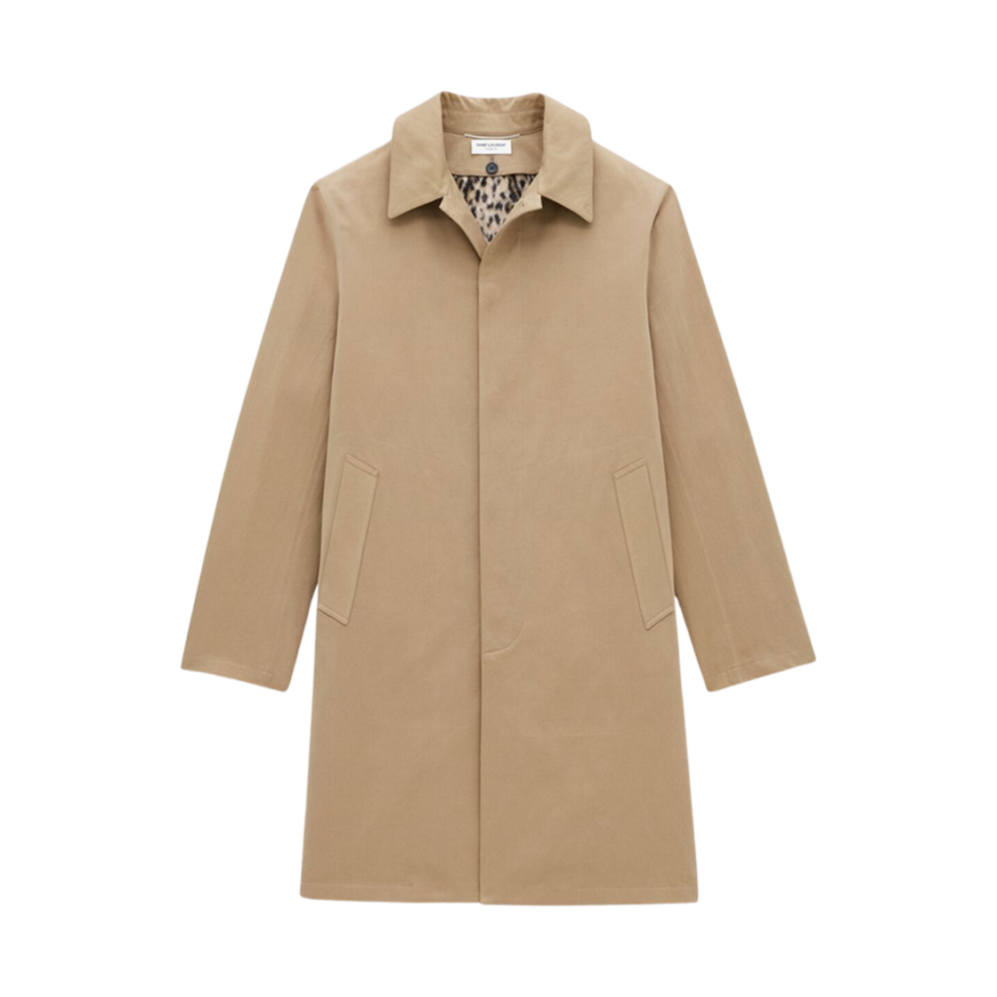 798848-Y7I14-2613 Saint Laurent Mackintosh Coat In Cotton Gabardine Beige