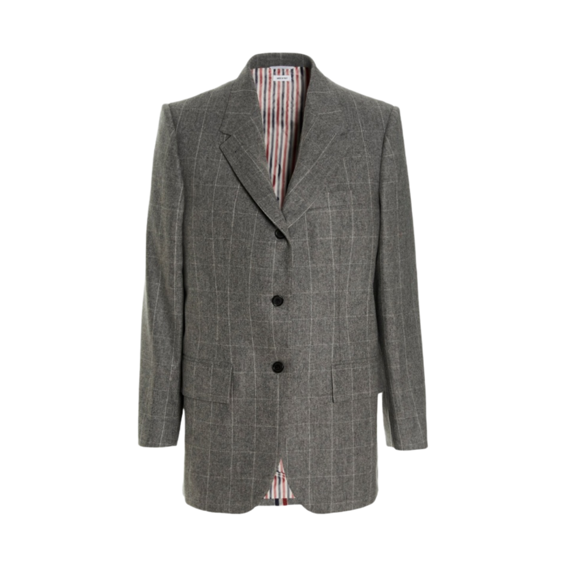 (W) 톰브라운 윈도페인 플란넬 사이드 스플릿 스포츠 코트 미디움 그레이((W) Thom Browne Windowpane Flannel Side Split Sport Coat Medium Grey) - 1