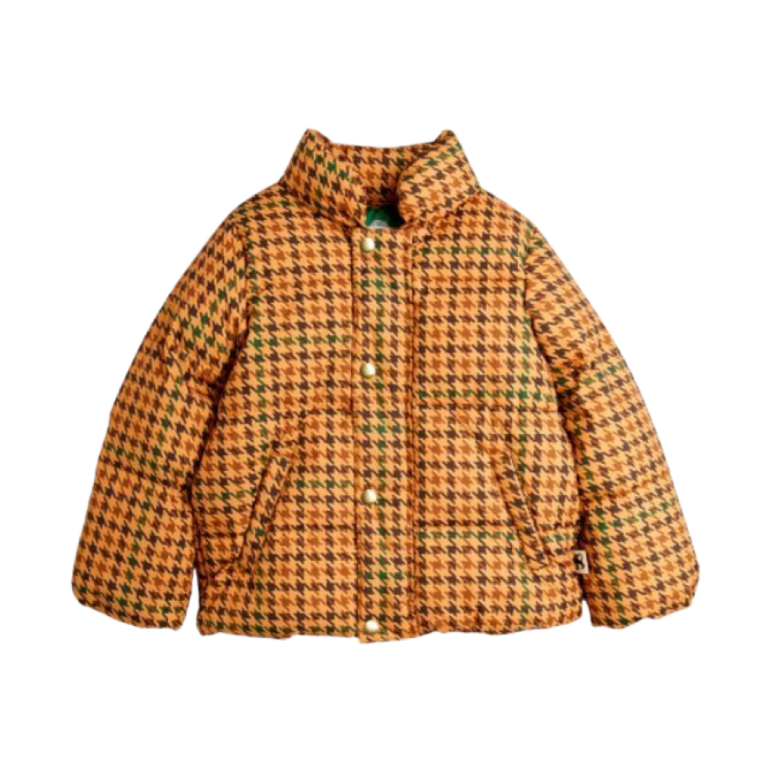 (키즈) 미니 로디니 하운즈투스 AOP 시티 푸퍼 자켓 베이지((Kids) Mini Rodini Houndstooth AOP City Puffer Jacket Beige)