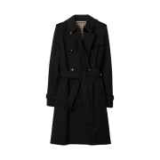 (W) Burberry Kensington Heritage Trench Coat Black