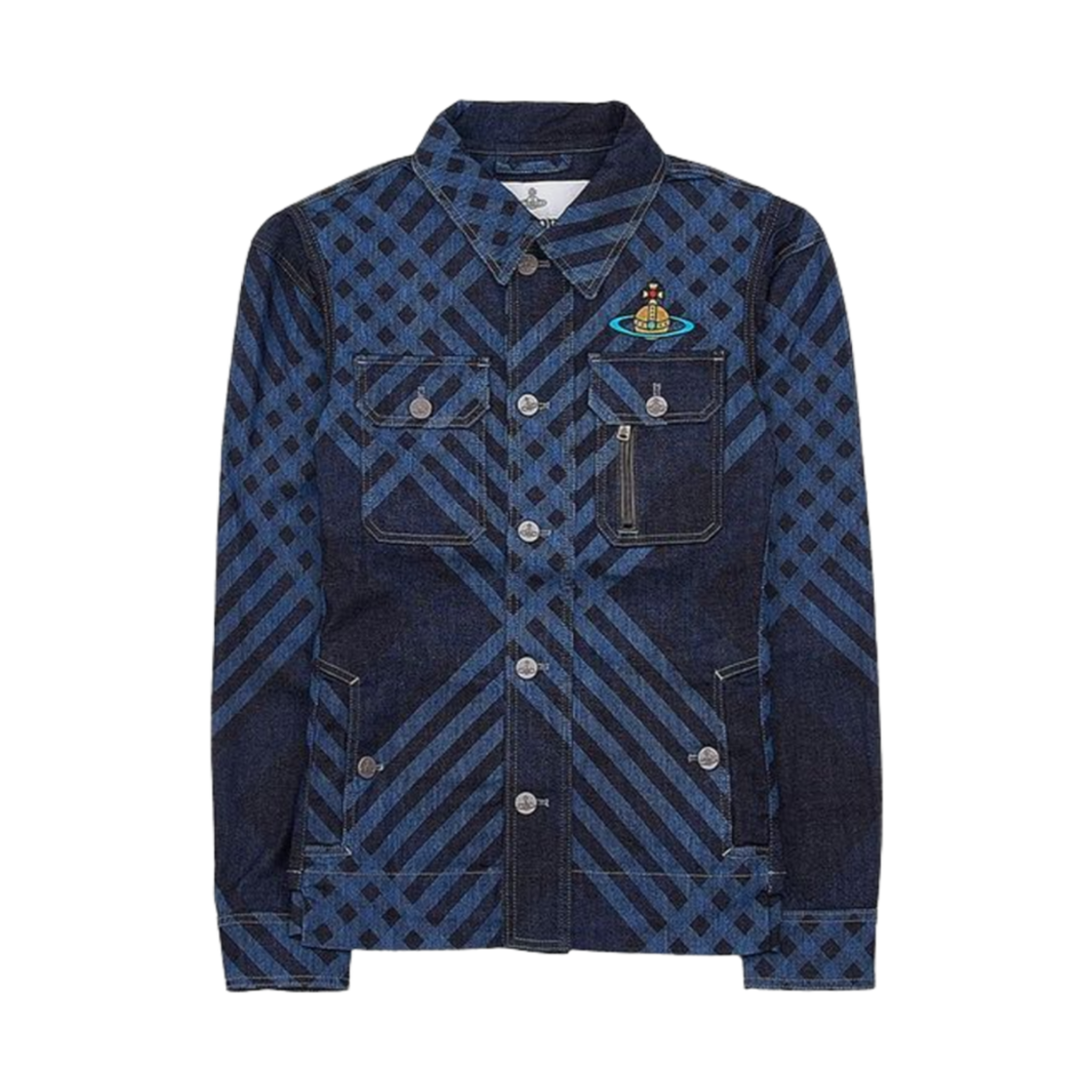 28010008-W00ME-K305 Vivienne Westwood Stripe Denim Shirt Blue