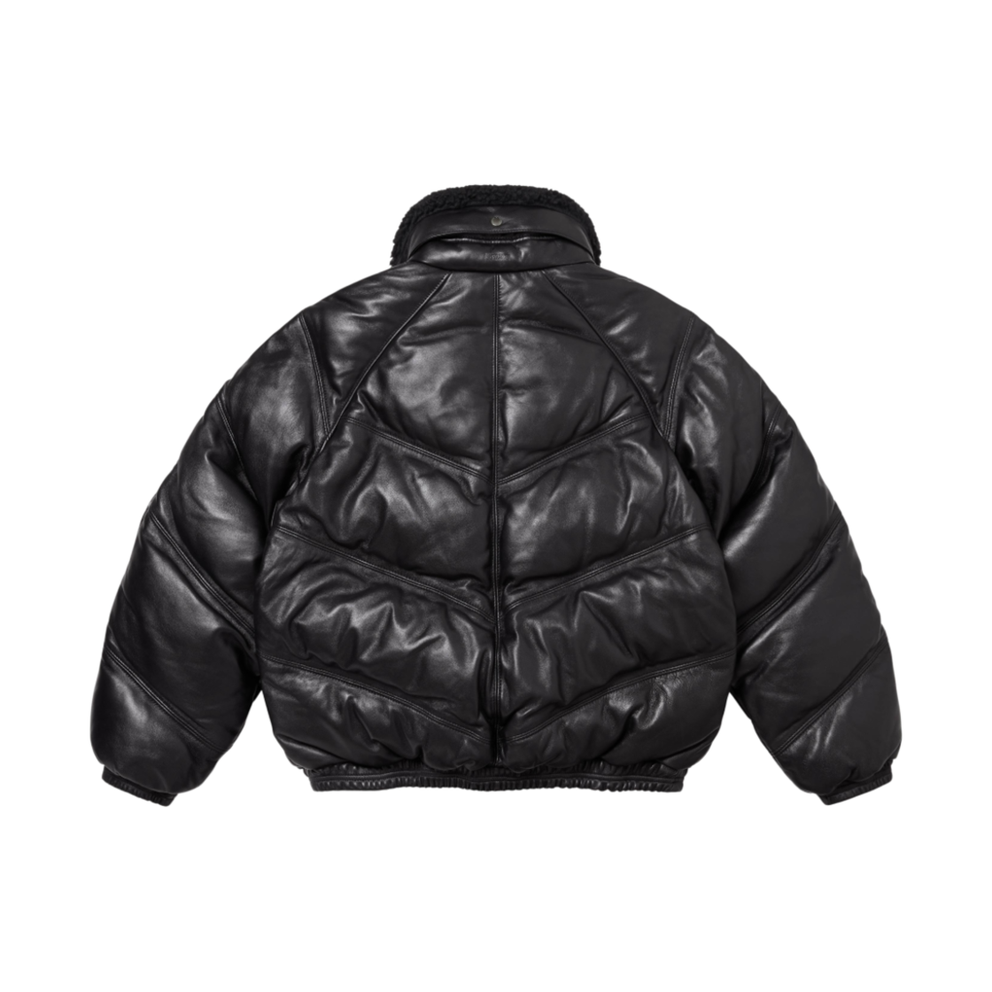 슈프림 x 쇼트 쉐브론 레더 다운 퍼퍼 자켓 블랙 - 24FW(Supreme x Schott Chevron Leather Down Puffer Jacket Black - 24FW) - 5