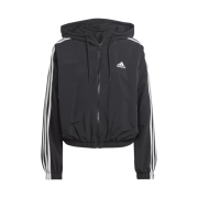 (W) Adidas Essential 3S Woven Windbreaker Jacket Black White - KR Sizing