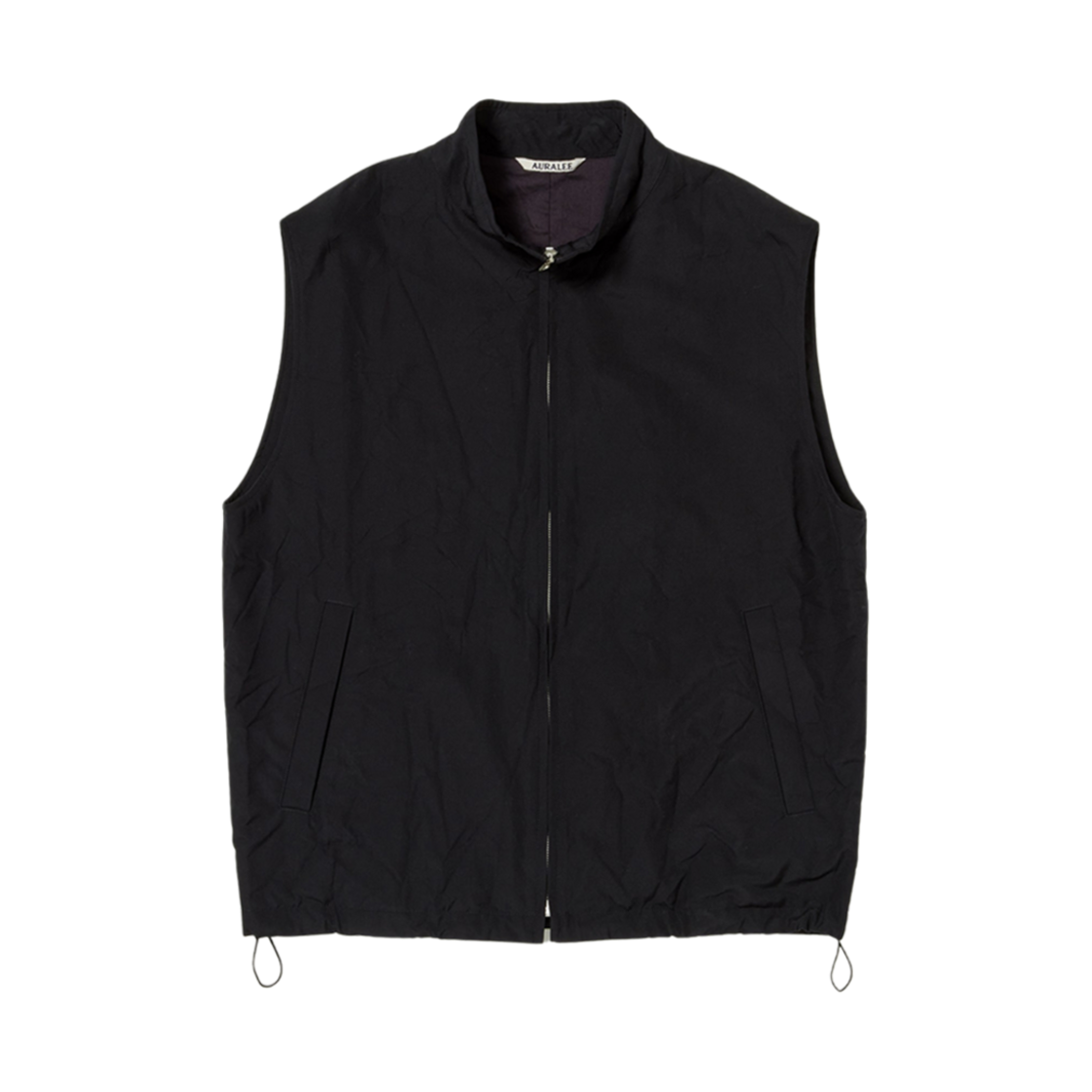 A24SV02WP Auralee High Count Wool Poplin Vest Black